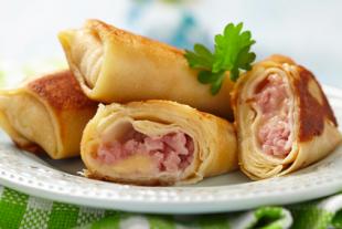 Ham and Cheese filled crepes