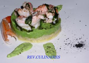 Langoustines crme de petits pois