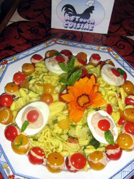 Salad of pasta with curcuma