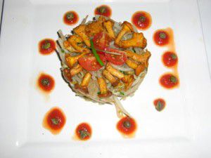 Salade de pousses de soja aux girolles