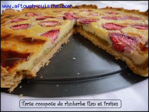 Flan  la compote rhubarbe et fraises